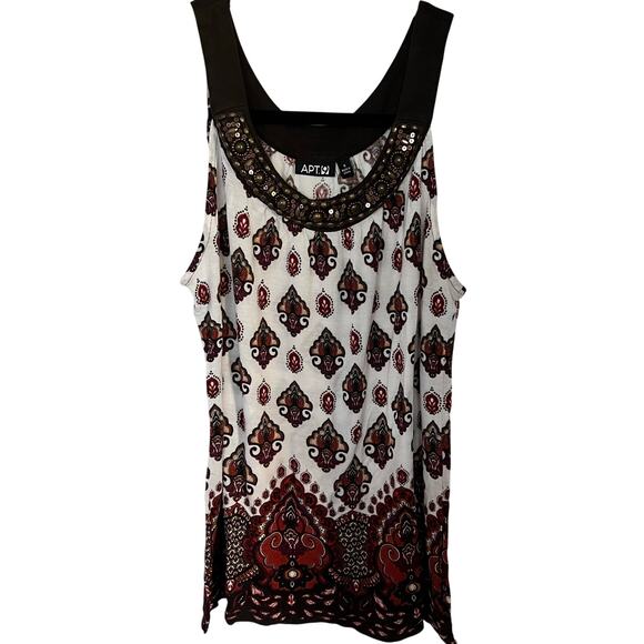 Apt 9 top women’s size small brown red sleeveless boho printed top VTG Y2K - Picture 1 of 7